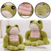 ELAINREN 3D Muscle Frog Plush Toy Funny Stuffed Green Froggy with Abs Decor/17.7'' view 4