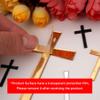 16pcs of Acrylic Mirrored Baptism Cake Toppers,Acrylic Mirror Cross Sticker for Baptism Wedding Party Favors Home Decor (3.5'', Gold Mirror) view 2