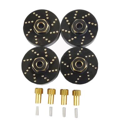 XSYGO 4pcs 13g Brass Wheel Weights with 7mm Wheel Hex Hub Extended Wheel Hubs Adapter for Axial SCX24 AXI90081 AXI00001 AXI00002 AXI00005 AXI00006 Upgrades 1/24 RC Crawler Car (Black)
