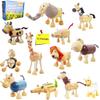 TEKOR Bendable Wooden Animal Toys (Set of 12) | Ages 3 & up | Fun & Posable Animals for Toddlers | Preschool Montessori Toys | Smooth Natural Wood | Endless Play for Girls & Boys view 2