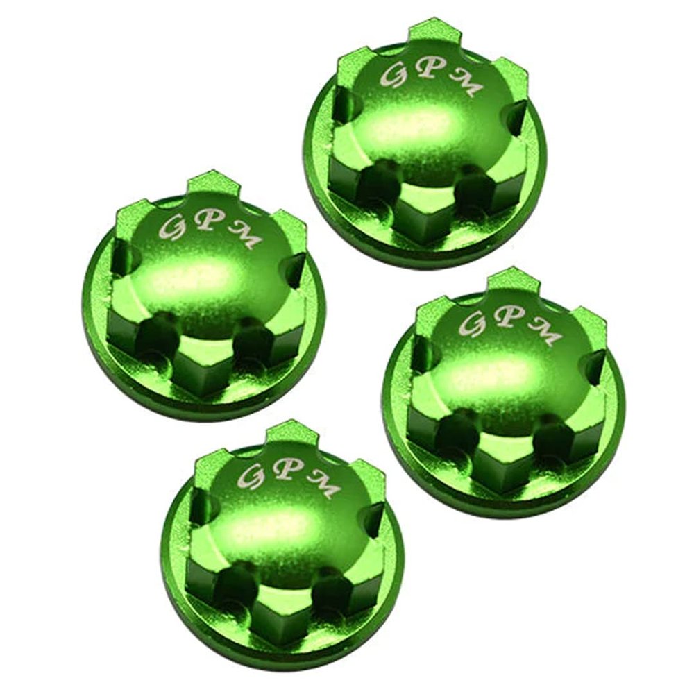 4Pc Set Upgrades Aluminum 6061-T6 Wheel Lock with 1/8 4Wd Sledge Monster Truck 95076-4 Rc Cars by GPM (Green)