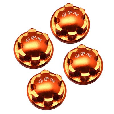 4Pc Set Upgrades Aluminum 6061-T6 Wheel Lock with 1/8 4Wd Sledge Monster Truck 95076-4 Rc Cars by GPM (Orange)