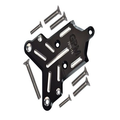 8Pc Set Upgrades Aluminum 7075-T6 Front Chassis Protection Plate with 1/8 4Wd Sledge Monster Truck 95076-4 Rc Cars by GPM (Black)