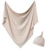 Aijoviko Newborn Swaddle Blanket with Hat Set Baby Swaddle Set Hospital Receiving Blankets for Girls Boys(Neutral,35"*35") view 1