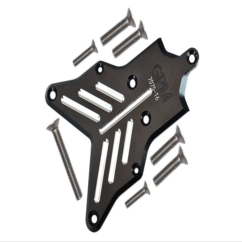 8Pc Set Upgrades Aluminum 7075-T6 Rear Chassis Protection Plate with 1/8 4Wd Sledge Monster Truck 95076-4 Rc Cars by GPM (Black)