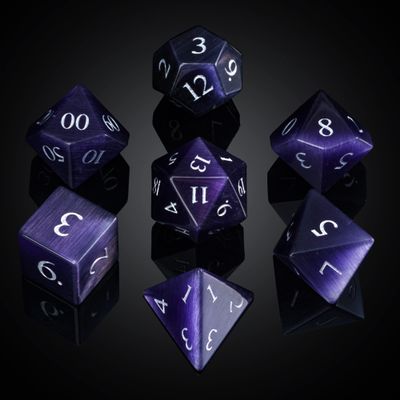UDIXI Gemstone DND Dice Set 7PCS Cat's Eye Stone D&D Polyhedral Dice for Role Playing Tabletop Games