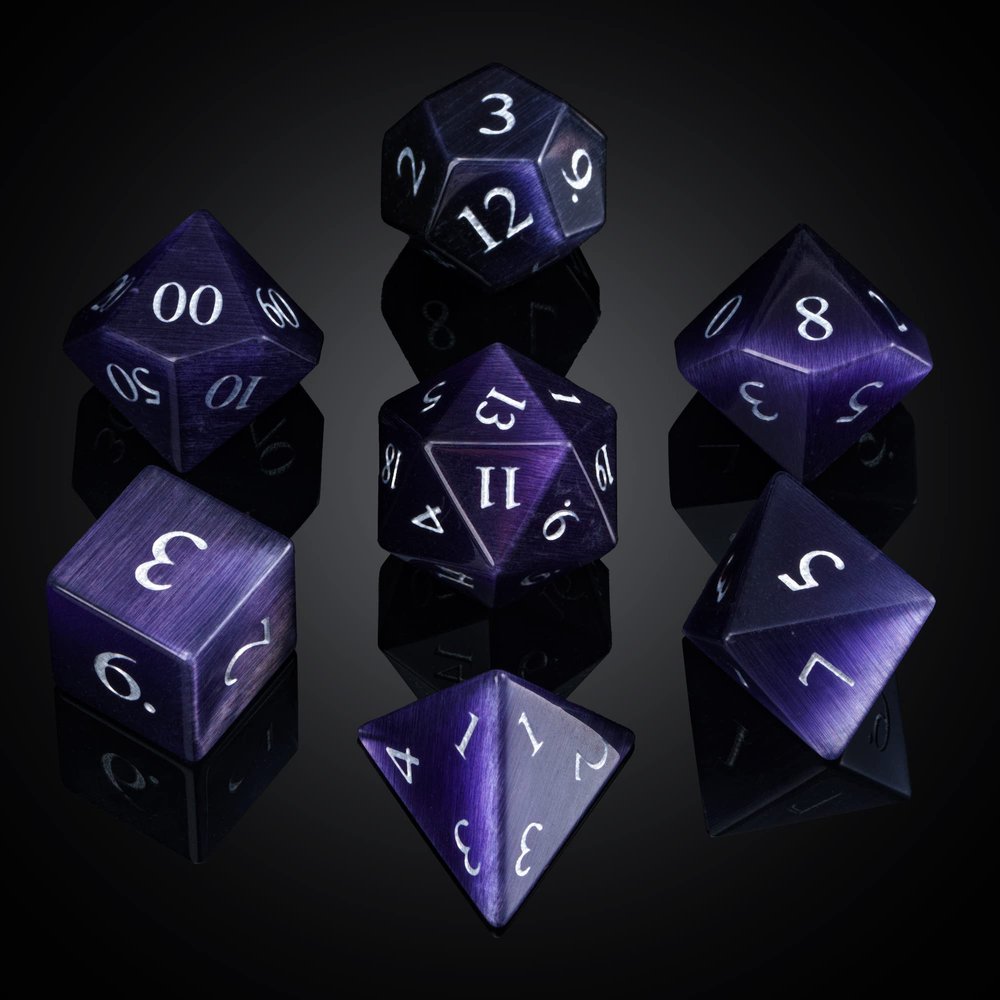 UDIXI Gemstone DND Dice Set 7PCS Cat's Eye Stone D&D Polyhedral Dice for Role Playing Tabletop Games