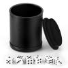 Hloyacc Felt Lined Dice Cup PU Leather Set, Quiet Shaker for Dice Board Family Games Yahtzee Farkle, Set of Six 16mm Rolling Dice Included view 1