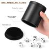 Hloyacc Felt Lined Dice Cup PU Leather Set, Quiet Shaker for Dice Board Family Games Yahtzee Farkle, Set of Six 16mm Rolling Dice Included view 3
