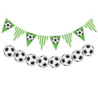 2PCS Soccer Party Banners - Soccer Party Supplies Sports/Football/Soccer Themed First Birthday Party Decorations Football Pattern Banners Soccer Birthday Garland for Sports Party Supplies