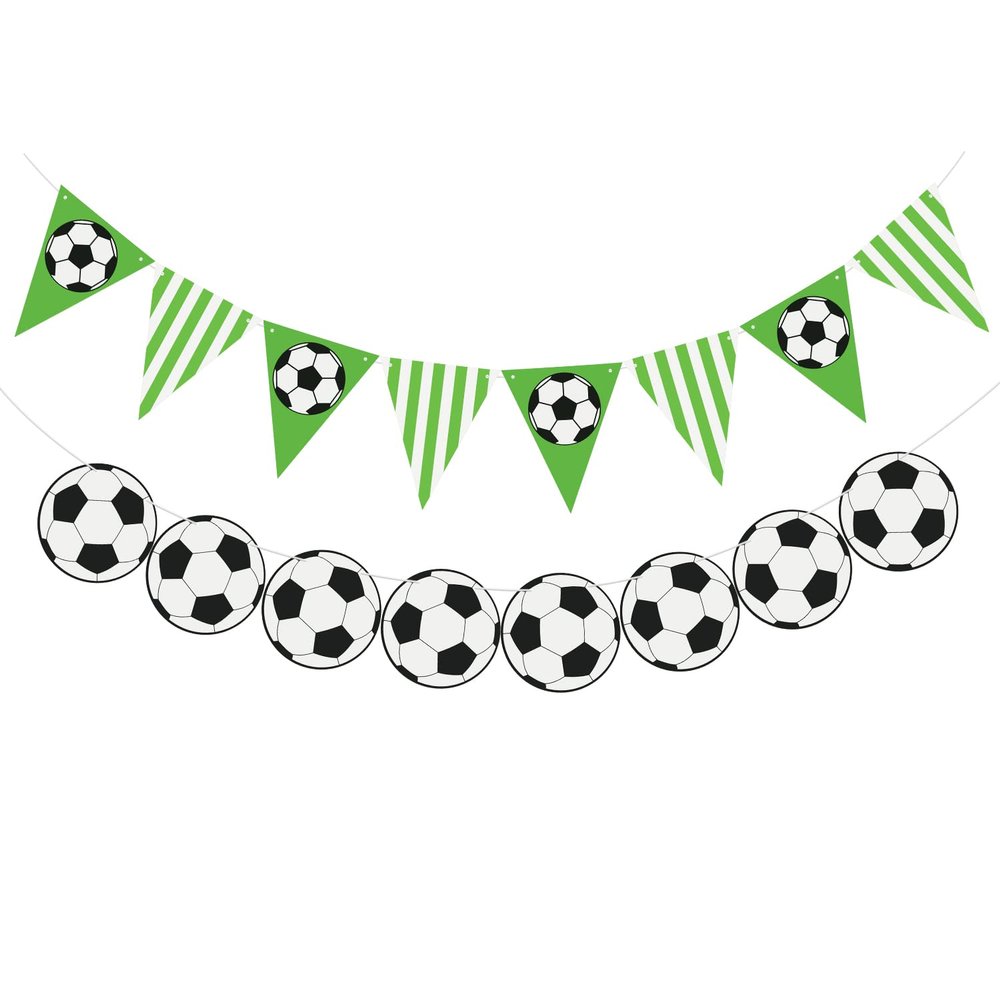 2PCS Soccer Party Banners - Soccer Party Supplies Sports/Football/Soccer Themed First Birthday Party Decorations Football Pattern Banners Soccer Birthday Garland for Sports Party Supplies