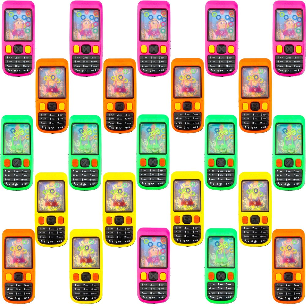 Rcanedny 24 Pieces Cellphone Water Ring Game Handheld Water Toss Ring Toys Colorful Handheld Water Game for Kids Brithday Gifts Contest Prize