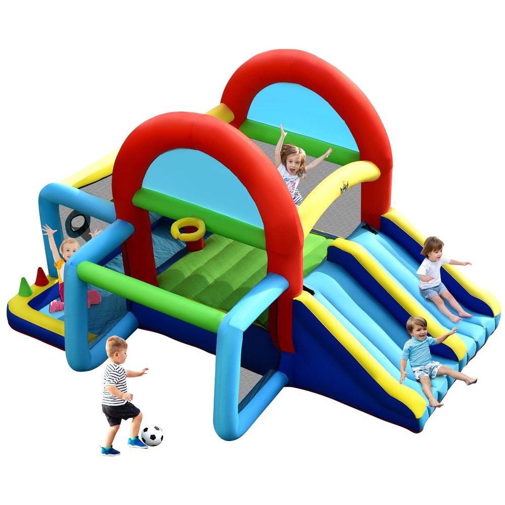 BOUNTECH 8 in 1 Inflatable Bounce House, Bouncy House with Ball Pit for Kids Indoor Outdoor Party Family Fun with Canopy, Obstacles, Toddler Jump Bouncy Castle with Ball Pit for Birthday Party Gifts