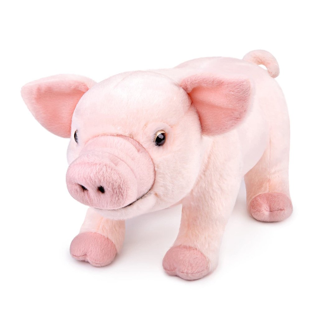 ZHONGXIN MADE Pink Pig Plush Toy - 14inch Soft Pig Stuffed Animal, Lifelike Plushie Hugging Pillow Gift for Kids