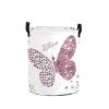 Personalized Laundry Basket, Butterfly Heart Purple Floral Custom Storage Bins Laundry Hamper with Name Collapsible Toys Organizer view 1