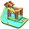 GLACER Inflatable Water Slide, 6-in-1 Multifunctional Water Bouncy Park w/Long Slide, Splash Pool, Climbing Wall, Water Cannon, Pool Slides Inflatables for Kids view 1
