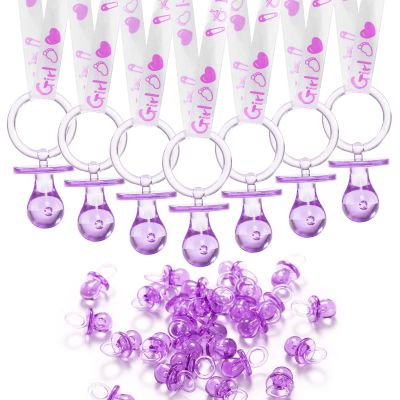 ZYFLSQ 24 Baby Shower Pacifiers Necklace2.5 inch Acrylic Pacifier Charm Suitable for Party Favors Decorations (Purple)