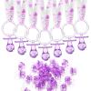 ZYFLSQ 24 Baby Shower Pacifiers Necklace2.5 inch Acrylic Pacifier Charm Suitable for Party Favors Decorations (Purple) view 1
