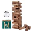 ApudArmis Giant Tumble Tower (Stack from 2Ft to Over 4.2Ft), 54 PCS Pine Wooden Stacking Timber Game with 1 Dice Set - Classic Block Giant Outdoor Game for Teens Adults Family(Brown) view 1