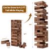 ApudArmis Giant Tumble Tower (Stack from 2Ft to Over 4.2Ft), 54 PCS Pine Wooden Stacking Timber Game with 1 Dice Set - Classic Block Giant Outdoor Game for Teens Adults Family(Brown) view 2