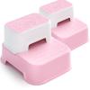 Toddler Step Stool for Bathroom,Kids Step Stool for Potty Training,Toilet Stool, Slip Resistant (Pink, 2 Packs) view 1