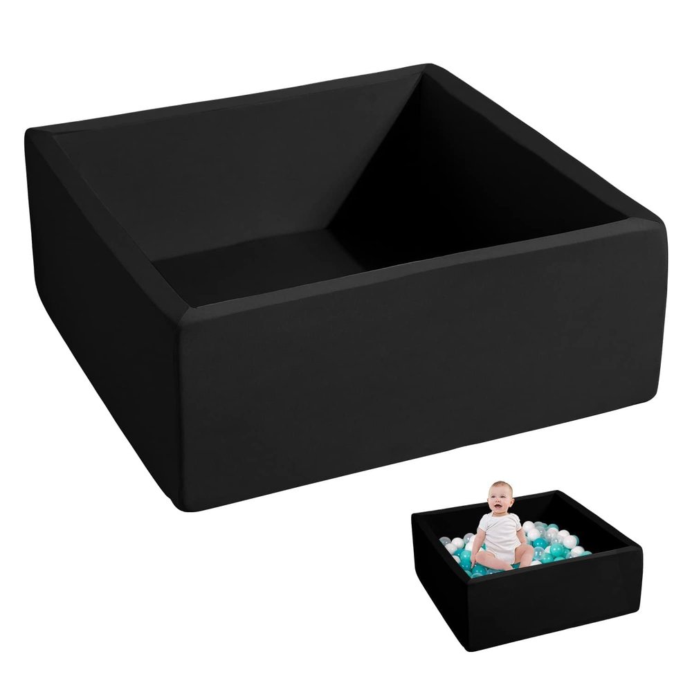 ENMOGO Foam Ball Pits for Toddlers Kids Square Soft Ball Pits Ideal Gift Play Toy for Children Kiddie Pools - Black