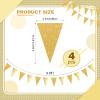 39 Ft Double Sided Glitter Metallic Paper Triangle Flag Pennant Bunting Banner for Wedding Birthday Holiday Festivals Anniversary Bridal Shower Hen Party Theme Party Decorations Supplies(Gold) view 2