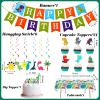 Tessco 193 Pcs Dinosaur Birthday Party Supplies Includes Plates Cups Napkins Banner Knives Fork Spoon Tablecloth Cupcake Toppers Straw Swirls for Boys Dino Birthday Party Decoration, Serves 20 Guests view 2