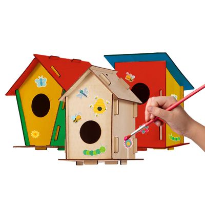 9 DIY Bird House Kits For Children to Build - Wood Birdhouse For Kids to Paint - Unfinished Bird Houses for Kids - Wood Craft Project Kits - Summer Crafts for Girls & Boys, Classroom & Church Activity