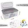 2Pcs Baby Wipes Dispenser, Diaper Wipe Holder with Lid, Refillable Wipes Case Container with Sealing Design, Flushable Wipes Pouch Case Storage Box for Bathroom, Keeps Wipes Fresh Easy Open & Close view 2