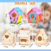 Juexica 15 Pcs 4" Wooden Birdhouses, Unfinished Wood Bird Houses Kits Arts and Spring Crafts Kids Wooden Bird Houses Bulk for Children to Build and Paint DIY Craft (Modern) view 2
