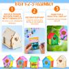 Juexica 15 Pcs 4" Wooden Birdhouses, Unfinished Wood Bird Houses Kits Arts and Spring Crafts Kids Wooden Bird Houses Bulk for Children to Build and Paint DIY Craft (Modern) view 3