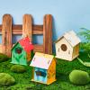 Juexica 15 Pcs 4" Wooden Birdhouses, Unfinished Wood Bird Houses Kits Arts and Spring Crafts Kids Wooden Bird Houses Bulk for Children to Build and Paint DIY Craft (Modern) view 4