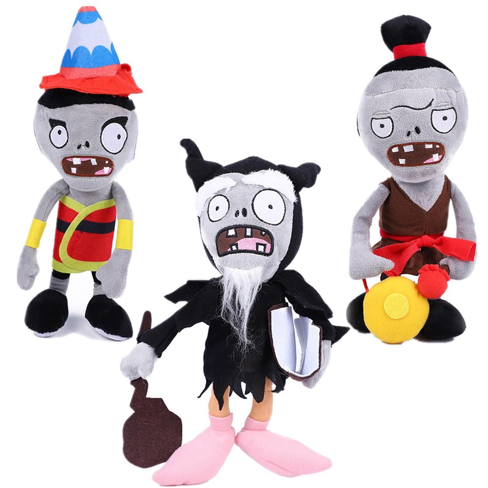 3 PCS PVZ Plant and Zombies Plush Sets Toys Clown Zombie, Magic Zombie,Ringing Zombies Plush Figure Doll, Great Gift for Christmas, Birthday New