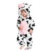 AGQT Infant Babys Christmas Cows Clothing Halloween Animal Winter Autumn Flannel Hooded Clothes One Piece Romper Jumpsuit Size 0-6 Months view 1