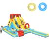 HONEY JOY Inflatable Water Slide, Double Slide Giant Water Park Bounce House w/Climbing, Splash Pool, Blow Up Water Slides Inflatables for Kids and Adults Outdoor Backyard(Without Blower) view 1
