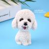 Dog Decor , Simulation Shaking heads Dog Decor Bobble heads Toy Car Interior Dashboard Ornament Collectible Figurines(White) (White) , Dog Decor , Simulation Shaking heads Dog Decor Bobblbichon frise s view 2