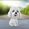 Dog Decor , Simulation Shaking heads Dog Decor Bobble heads Toy Car Interior Dashboard Ornament Collectible Figurines(White) (White) , Dog Decor , Simulation Shaking heads Dog Decor Bobblbichon frise s view 3