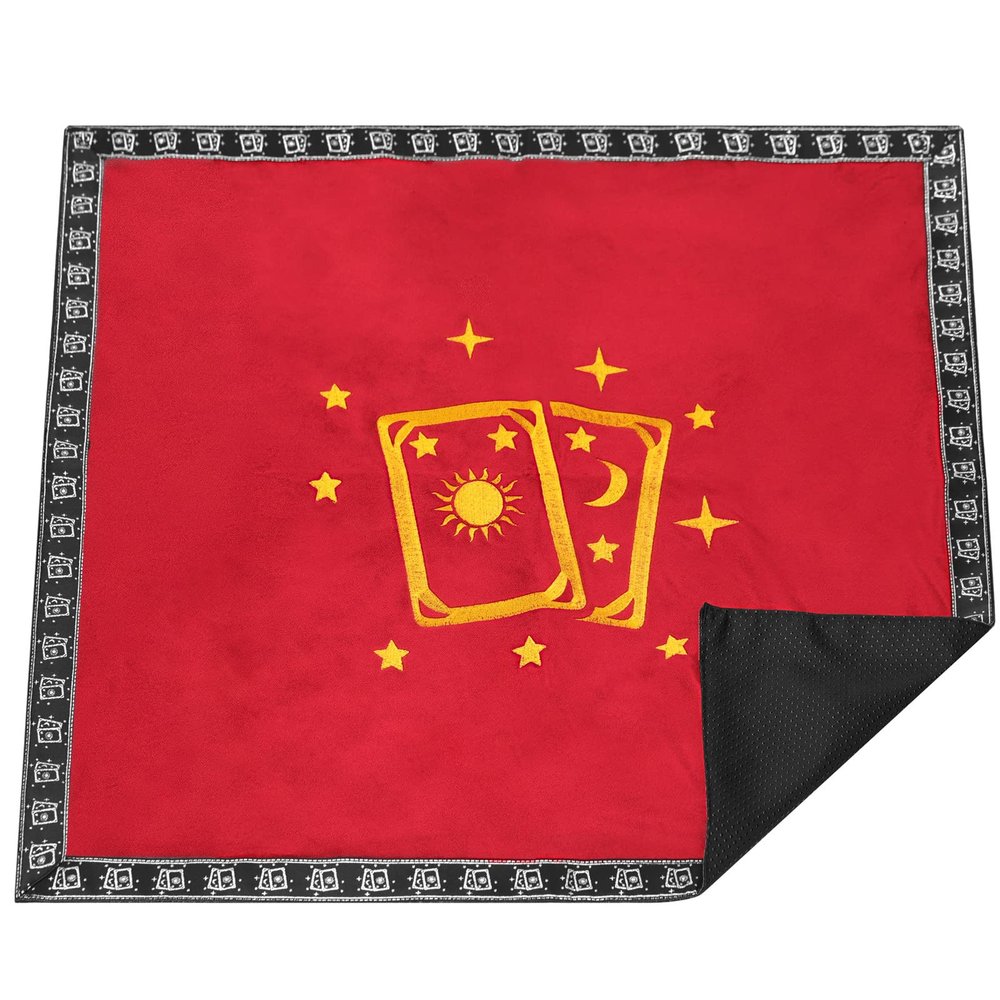 DOARLUO Card Pattern Stars Moon Embroider Velvet Cloth Back Particle Bottom with Tarot Cards Bag