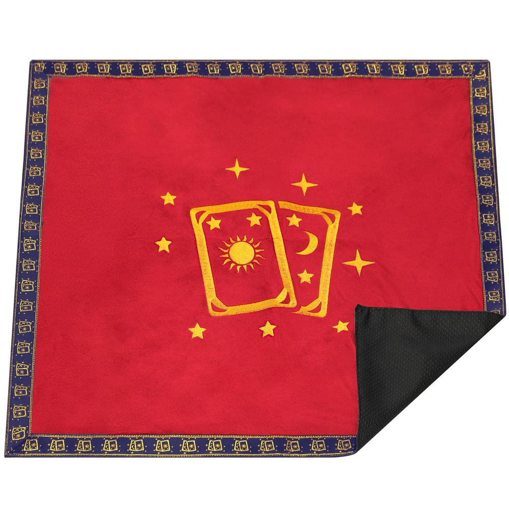 DOARLUO Card Pattern Stars Moon Embroider Velvet Cloth Back Particle Bottom with Tarot Cards Bag