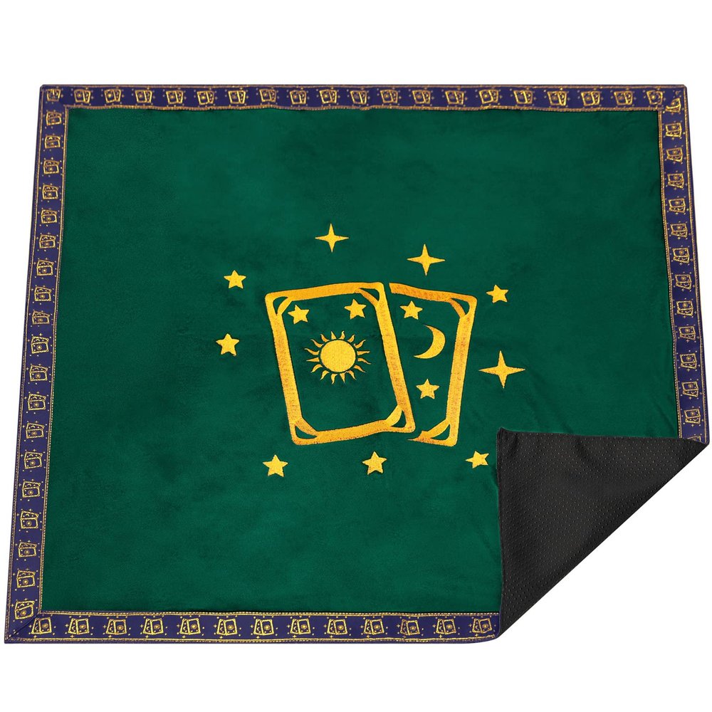 DOARLUO Card Pattern Stars Moon Embroider Velvet Cloth Back Particle Bottom with Tarot Cards Bag