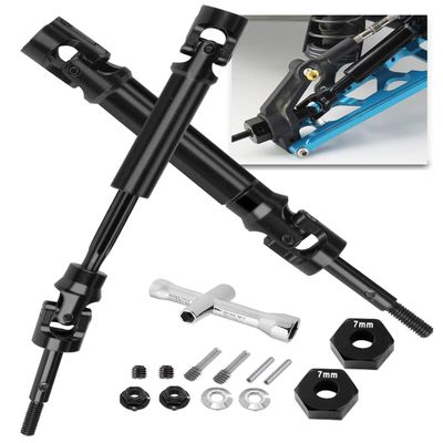 2PCS Rear Stainless Steel Drive Shaft CVD Upgrades Part for 1/10 Stampede VXL 4X4 2WD,Rustler VXL 4X4 2WD,Slash VXL 4X4 2WD,Hoss VXL 4X4 2WD,ARRCat #45 Drive Shaft with Hex,Black