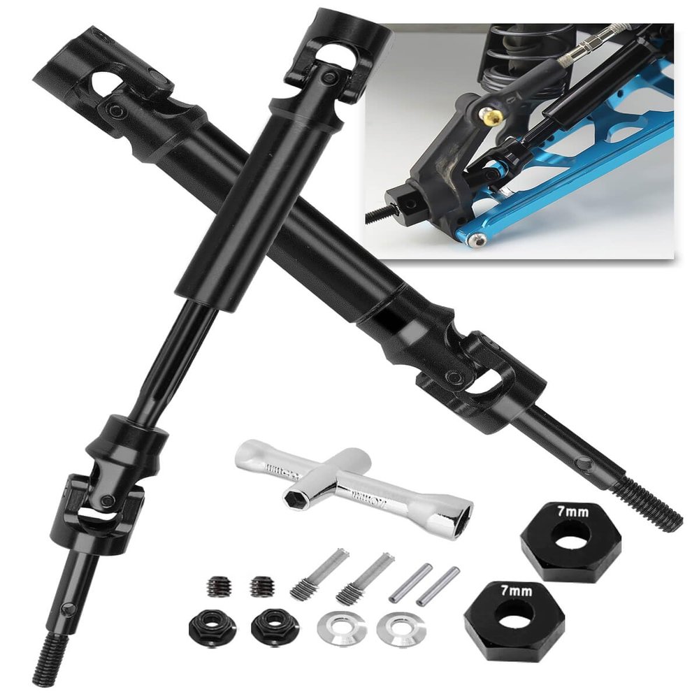 2PCS Rear Stainless Steel Drive Shaft CVD Upgrades Part for 1/10 Stampede VXL 4X4 2WD,Rustler VXL 4X4 2WD,Slash VXL 4X4 2WD,Hoss VXL 4X4 2WD,ARRCat #45 Drive Shaft with Hex,Black