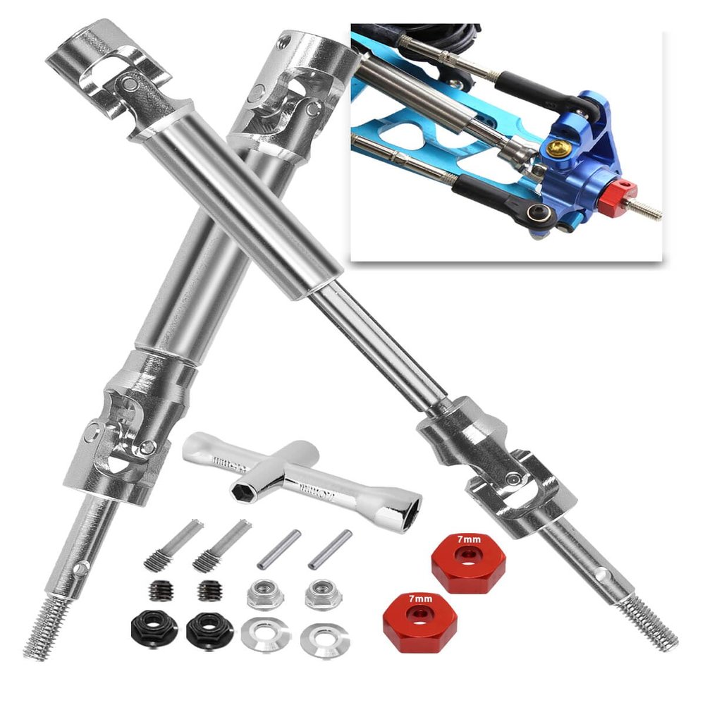 2PCS Rear Stainless Steel Drive Shaft CVD Upgrades Part for 1/10 Stampede VXL 4X4 2WD,Rustler VXL 4X4 2WD,Slash VXL 4X4 2WD,Hoss VXL 4X4 2WD,ARRCat #45 Drive Shaft with Hex,Red