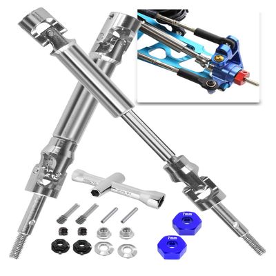 2PCS Rear Stainless Steel Drive Shaft CVD Upgrades Part for 1/10 Stampede VXL 4X4 2WD,Rustler VXL 4X4 2WD,Slash VXL 4X4 2WD,Hoss VXL 4X4 2WD,ARRCat #45 Drive Shaft with Hex,Blue