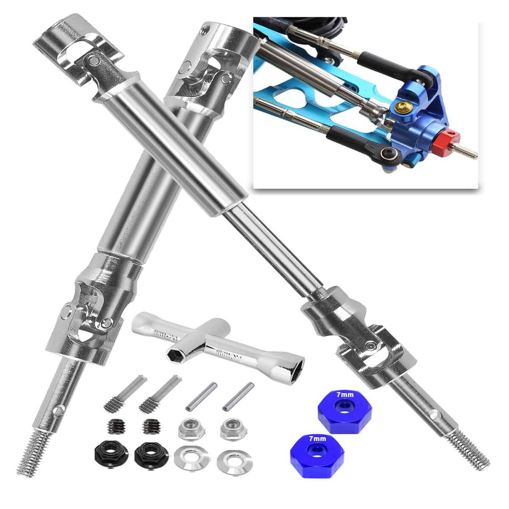 2PCS Rear Stainless Steel Drive Shaft CVD Upgrades Part for 1/10 Stampede VXL 4X4 2WD,Rustler VXL 4X4 2WD,Slash VXL 4X4 2WD,Hoss VXL 4X4 2WD,ARRCat #45 Drive Shaft with Hex,Blue