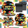 100 Pcs Building Block Party Supplies Building Block Party Plates Napkins Tableware Building Block Party Decoration Favor for Building Block Party Birthday Party (Building Block Party Style) view 1