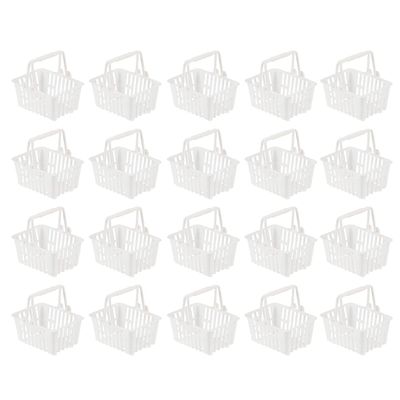 LUOZZY 20Pcs Mini Supermarket Handcarts Tiny Shopping Cart Mini Supermarket Storage Toy Mini Shopping Basket (White)