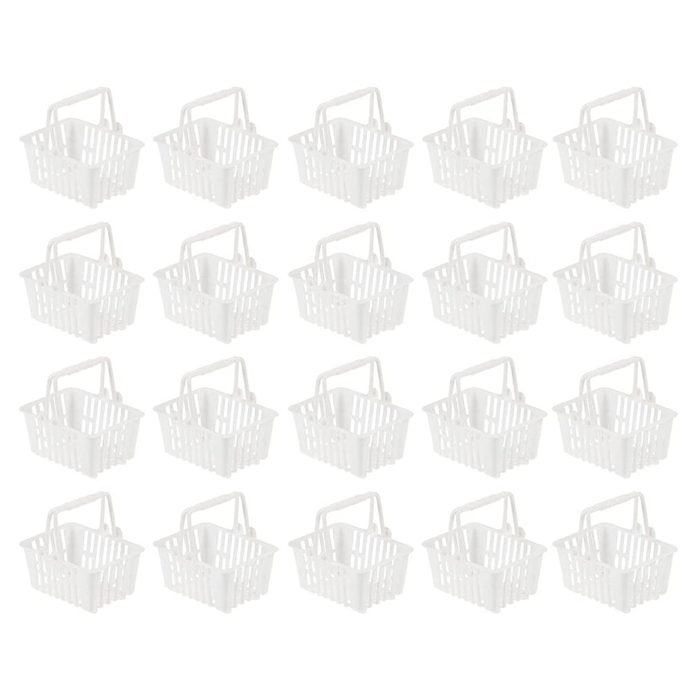 LUOZZY 20Pcs Mini Supermarket Handcarts Tiny Shopping Cart Mini Supermarket Storage Toy Mini Shopping Basket (White)