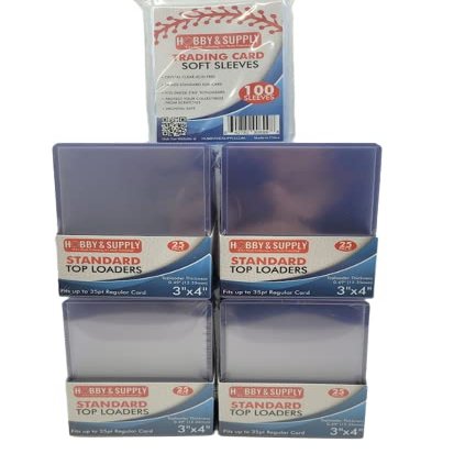 Protect Your Valuable Collectibles with 100 Top Loader Standard Card Holders and Soft Sleeves by Hobby & Supply